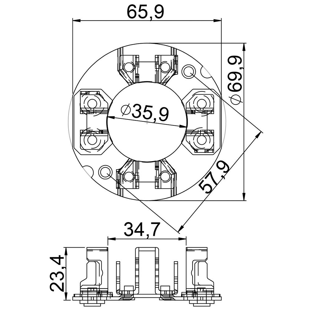 Porta Escovas para Motor de Partida com 4 Escovas - Unifap - 1.363/4