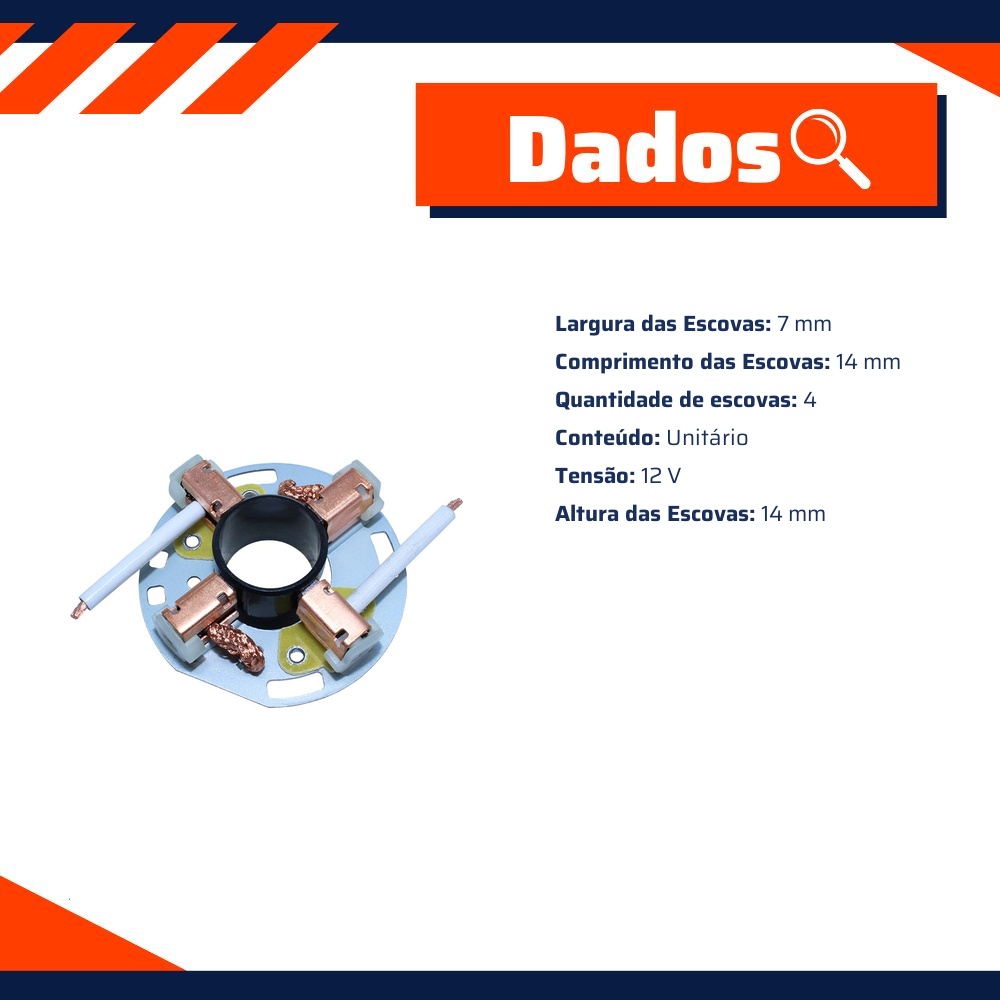 Porta Escovas para Motor de Partida com 4 Escovas para Peugeot 207 - Unifap - 1.367/4