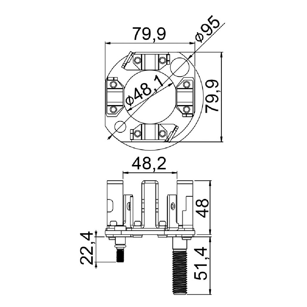 Porta Escovas para Motor de Partida com 4 Escovas - Unifap - 1.370/4