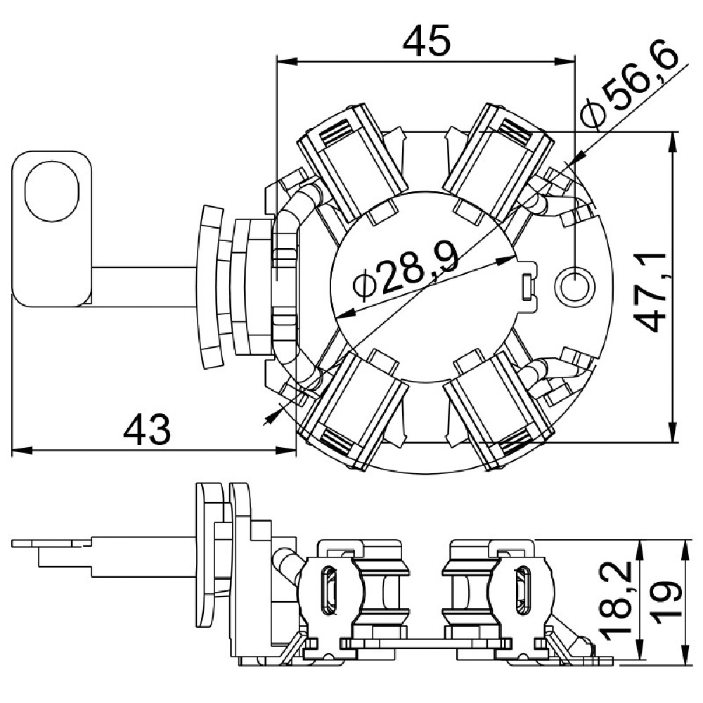 Porta Escovas para Motor de Partida com 4 Escovas para Mitsubishi Lancer e Outlander - Unifap - 1.376/4
