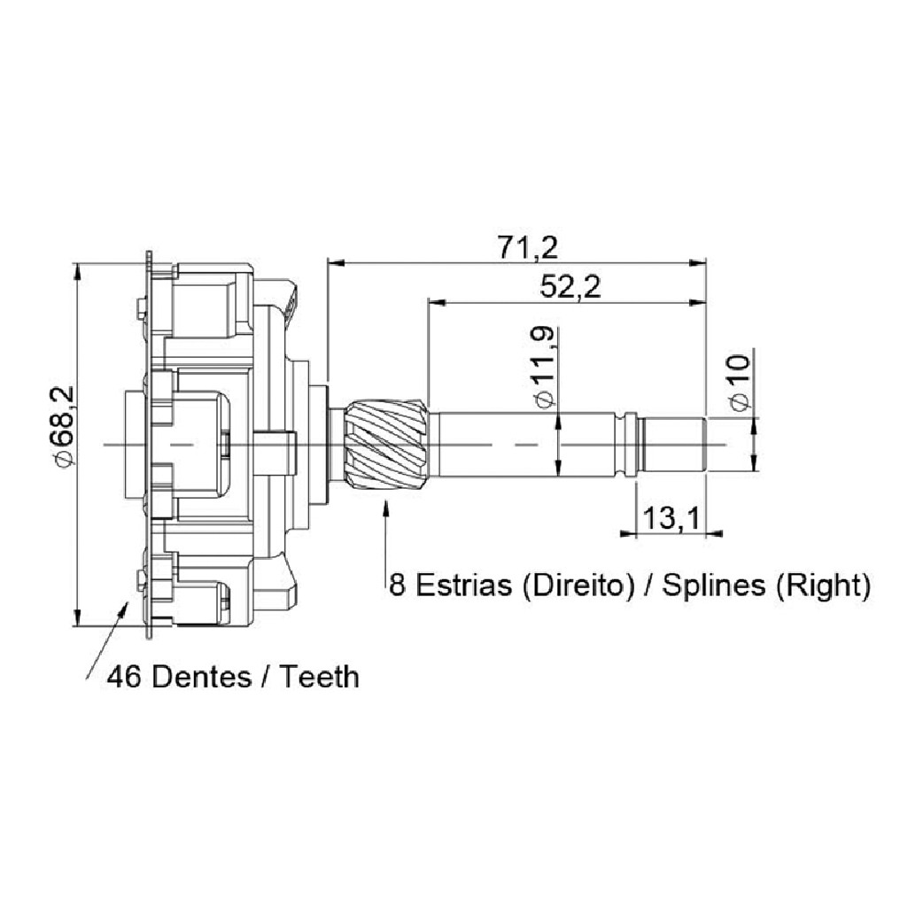Planetária para Motor de Partida para Hyundai H-1 STAREX e KIA Bongo - Unifap - 14.868