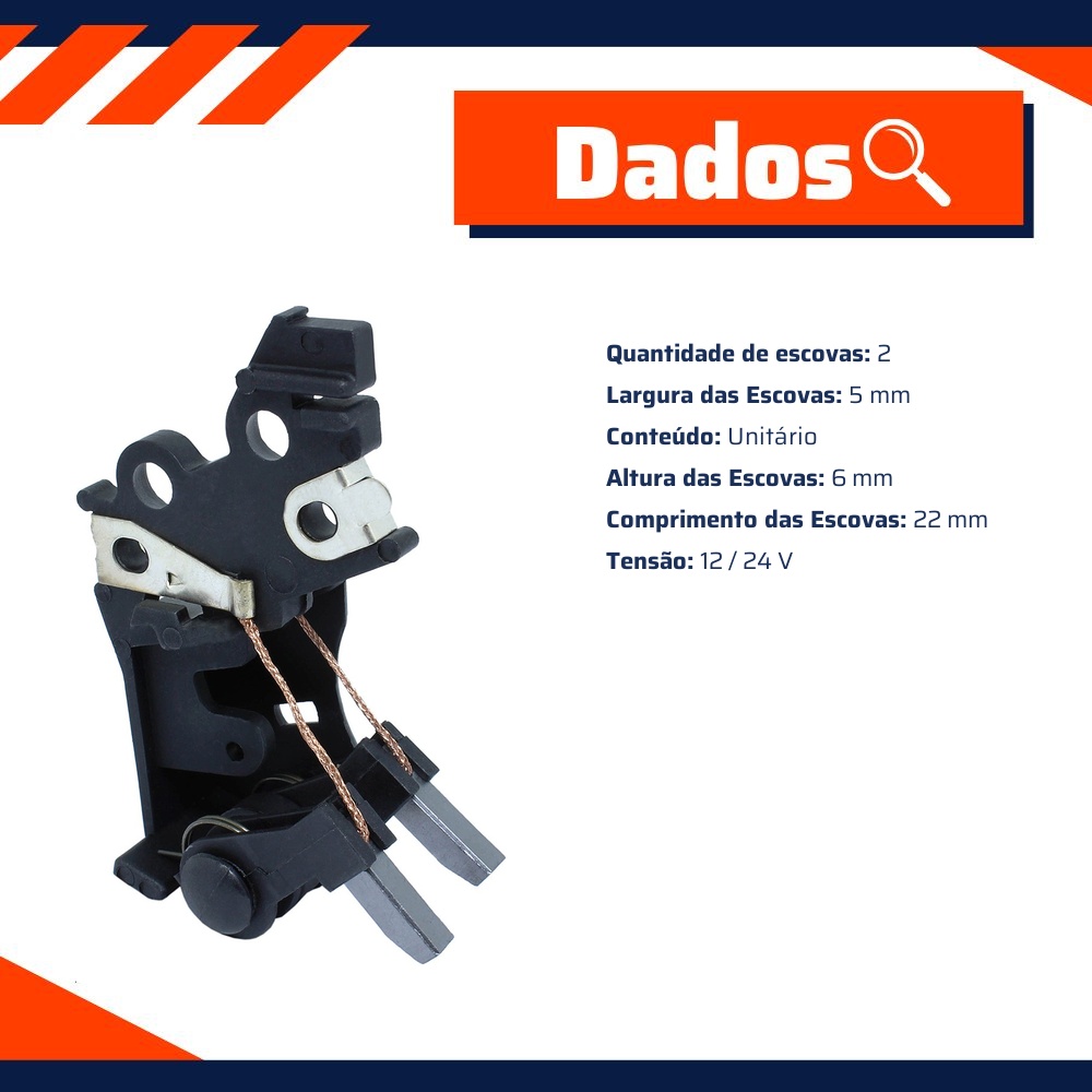 Porta Escovas para Alternador com 2 Escovas - Unifap - 2.213/2