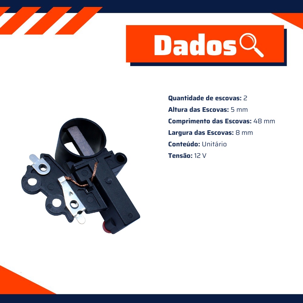 Porta Escovas para Alternador com 2 Escovas - Unifap - 2.229/2