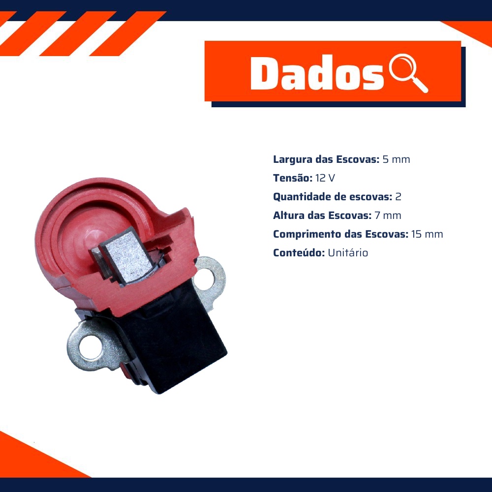 Porta Escovas para Alternador com 2 Escovas - Unifap - 2.228/2