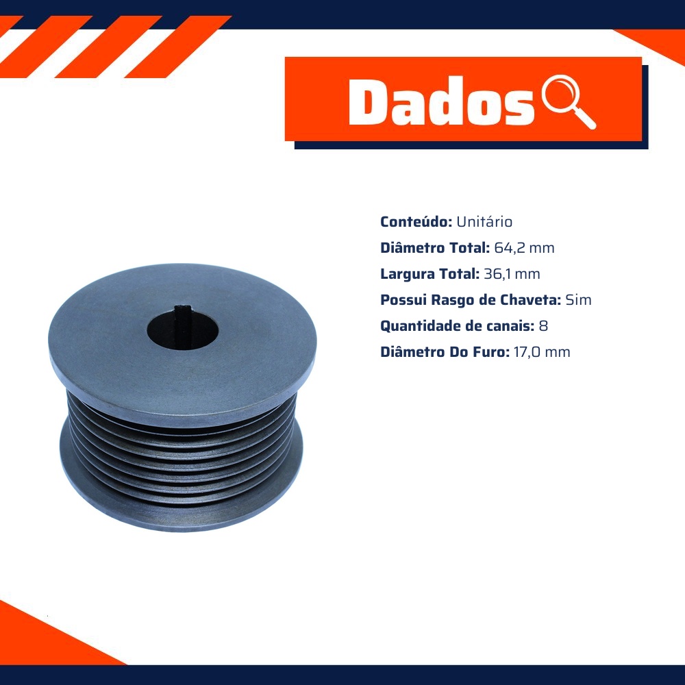 Polia para Alternador para Volkswagen 8-140 - Unifap - 3.382