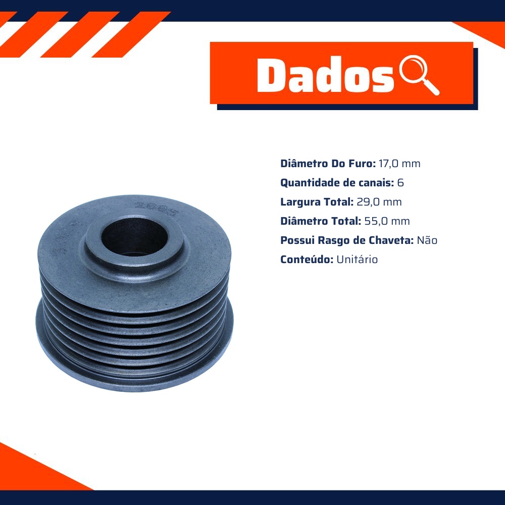 Polia para Alternador para Chevrolet Celta - Unifap - 3.414