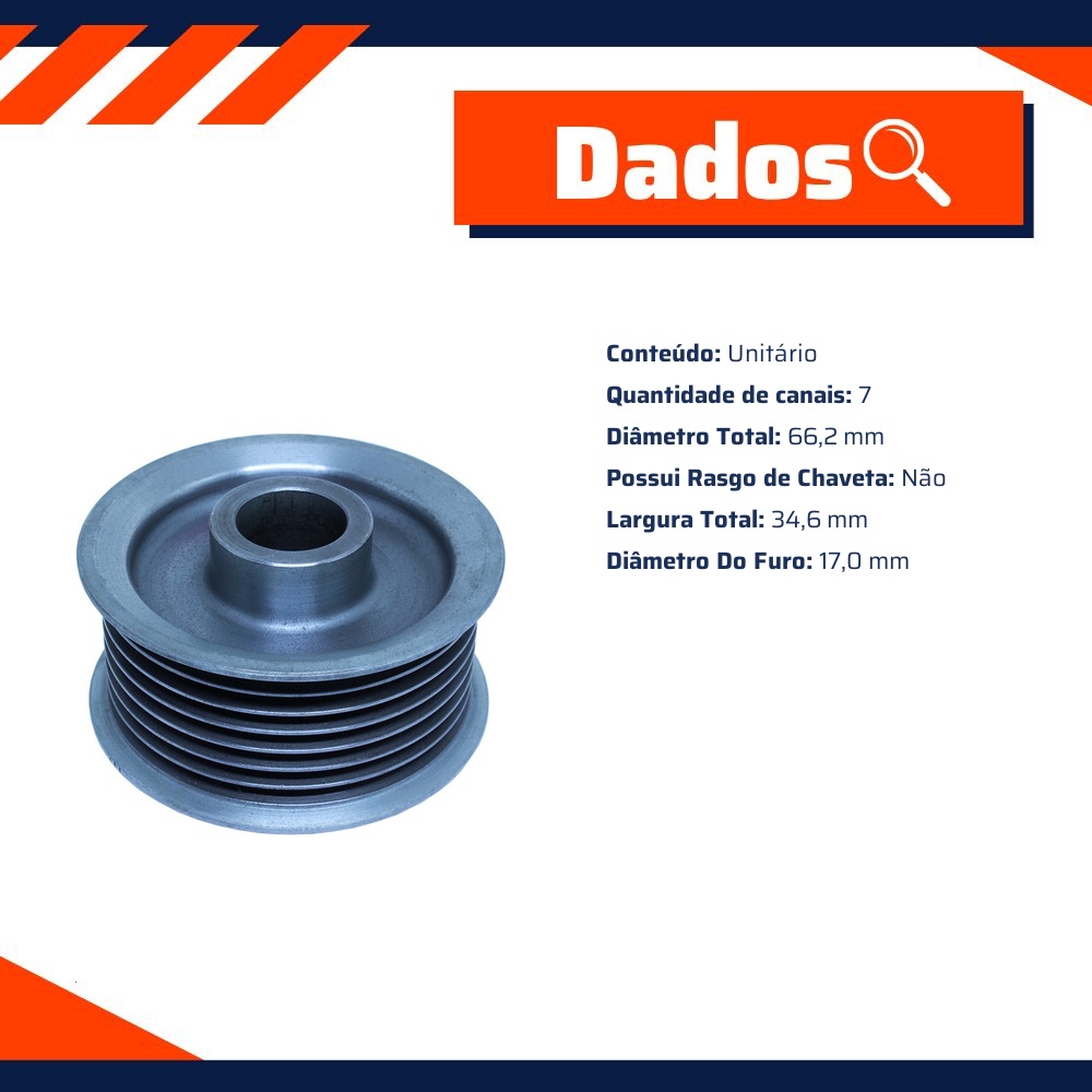 Polia para Alternador para Honda Civic - Unifap - 3.498