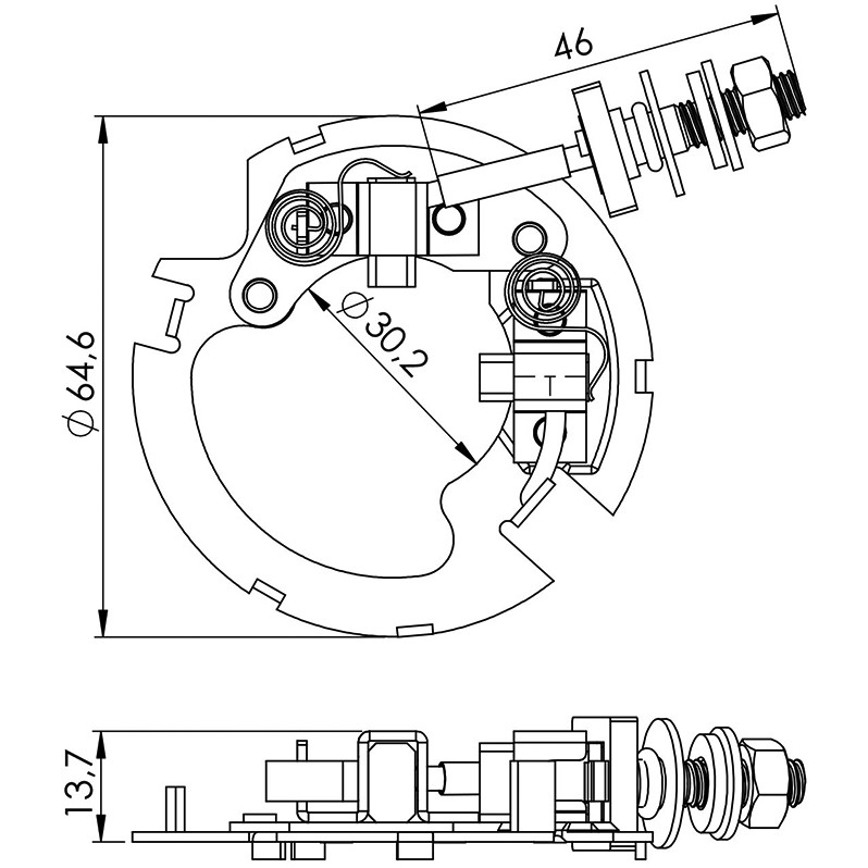 Porta Escovas para Motor de Partida com 2 Escovas - Unifap - 9.901/2