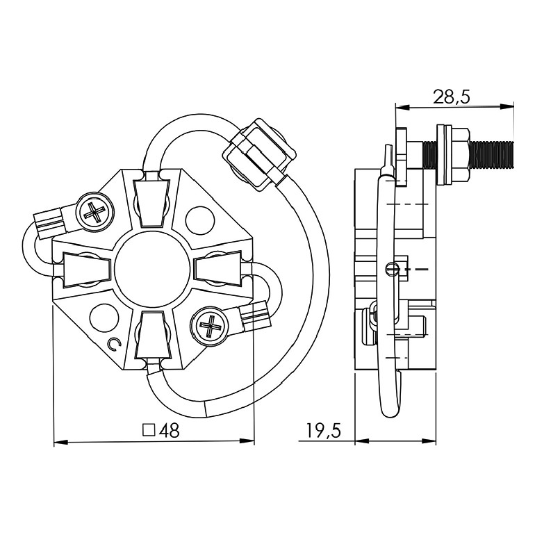 Porta Escovas para Motor de Partida com 4 Escovas - Unifap - 9.908/4