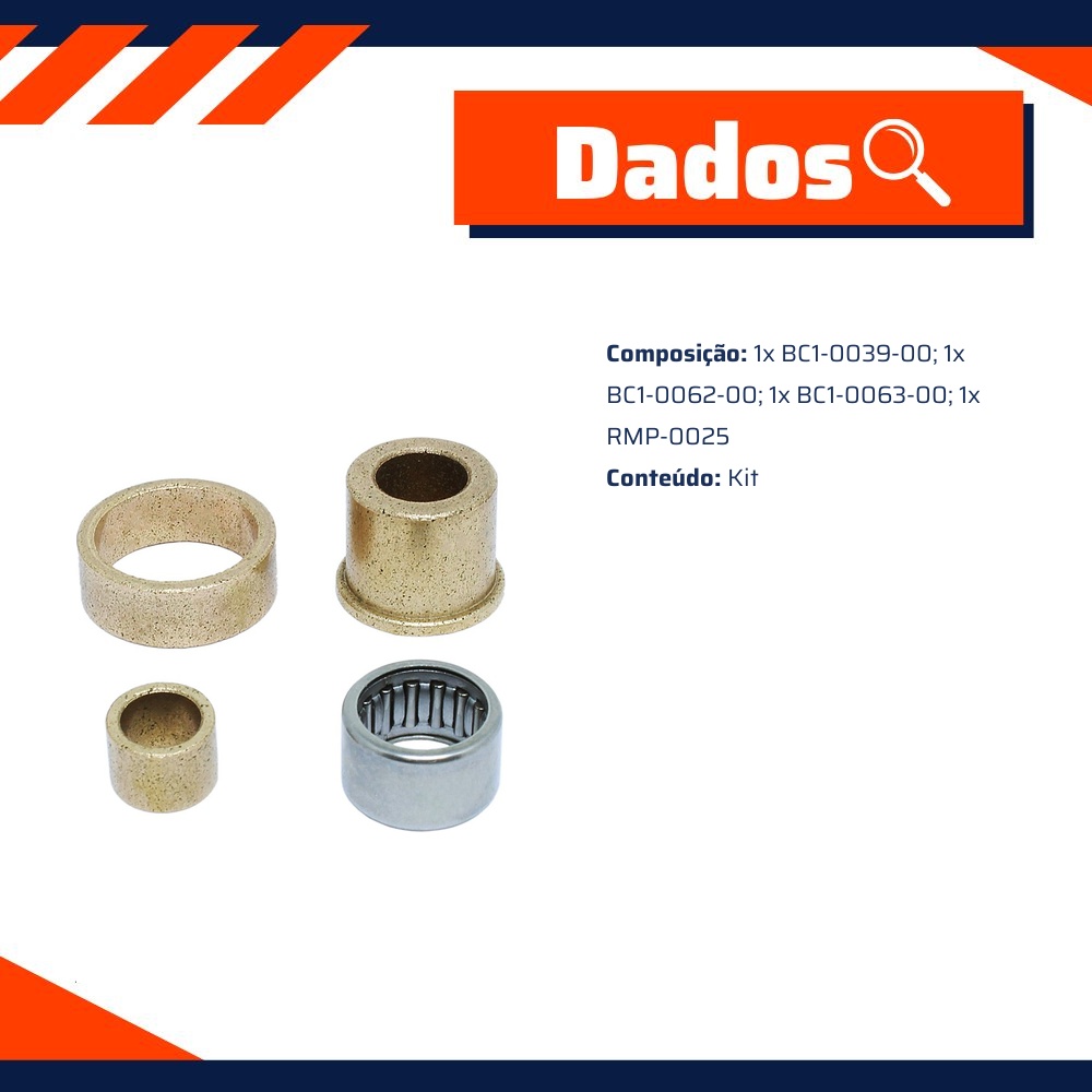 Kit de Buchas com Rolamento para Motor de Partida - Unifap - KT-0248-00