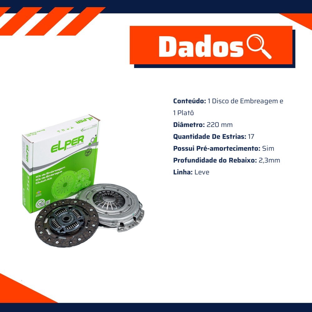 Kit de Embreagem para Ford Ecosport e Ka - Elper - 70 367