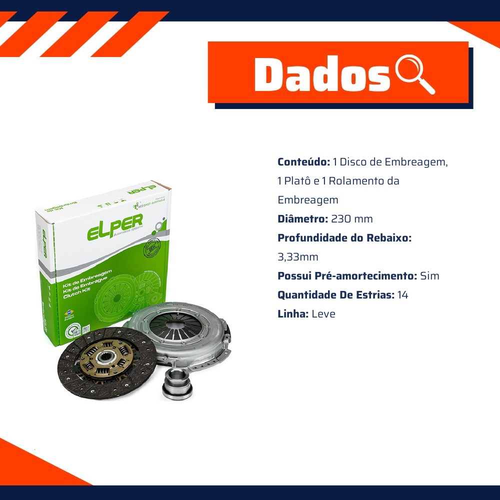Kit de Embreagem para Chevrolet Caravan e Opala - Elper - 80 254