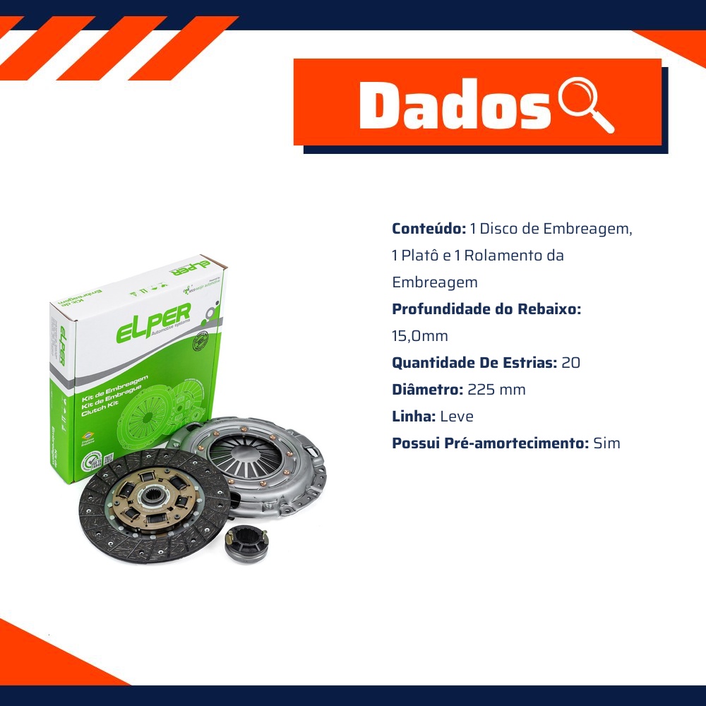Kit de Embreagem para JAC J6 e T6 - Elper - 80 365