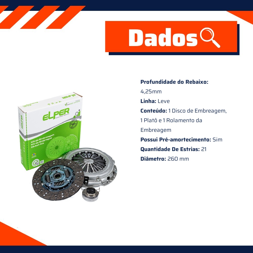Kit de Embreagem para Toyota Hilux - Elper - 80 375