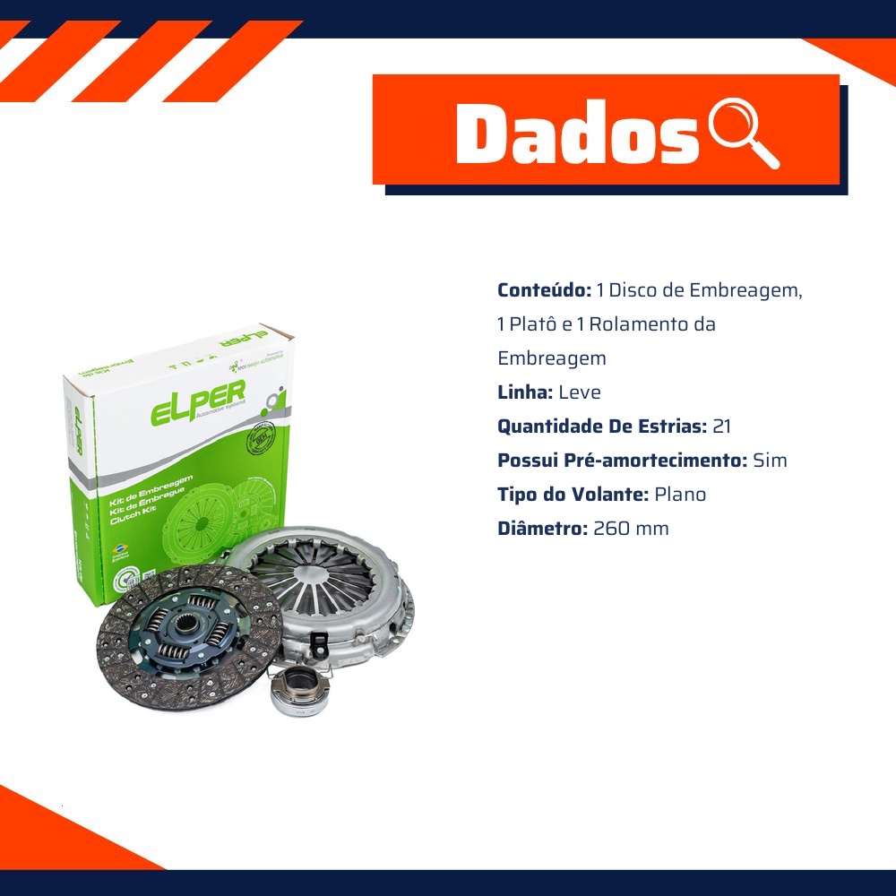 Kit de Embreagem para Toyota Hilux SW4 - Elper - 80 417