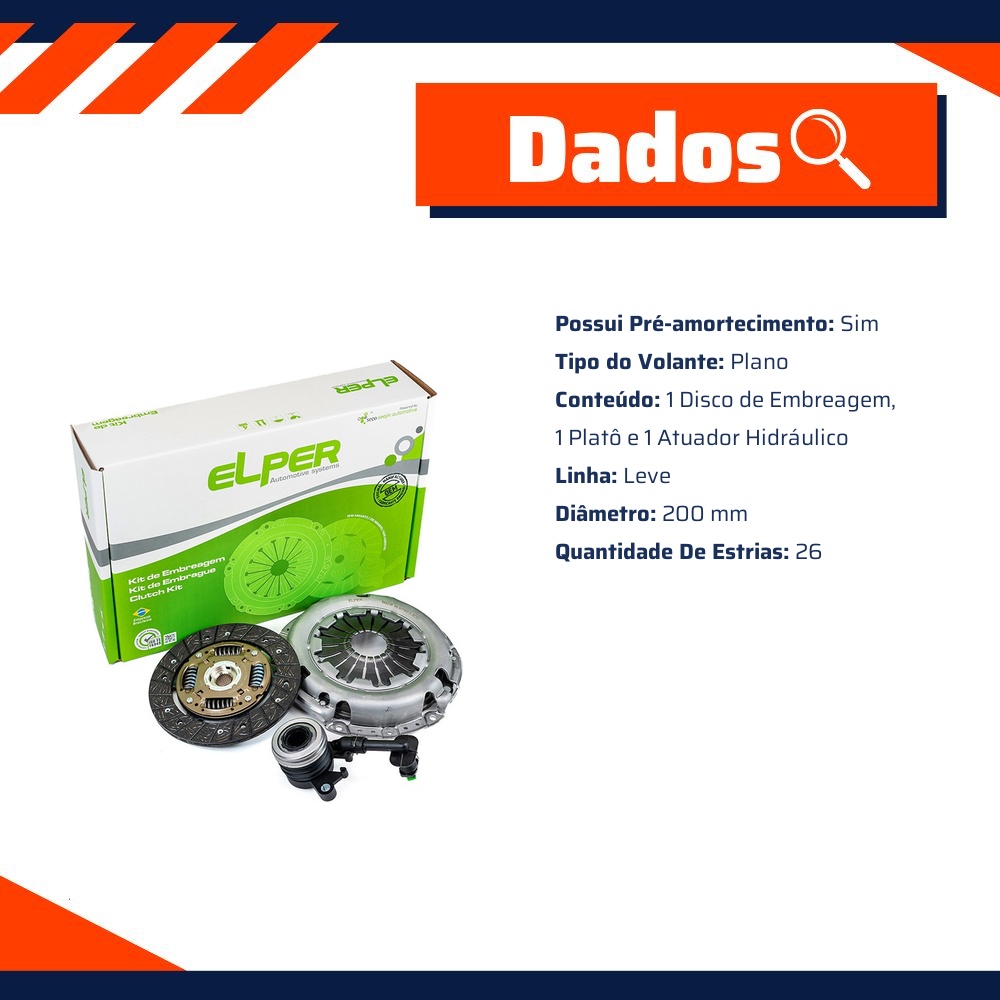 Kit de Embreagem com Atuador Hidráulico - Elper - 90 361