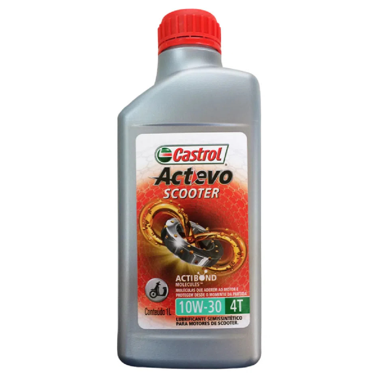 Óleo de Motor para Moto Actevo Scooter 4T 10W30 API SL Semissintético 1L - Castrol - 3426862