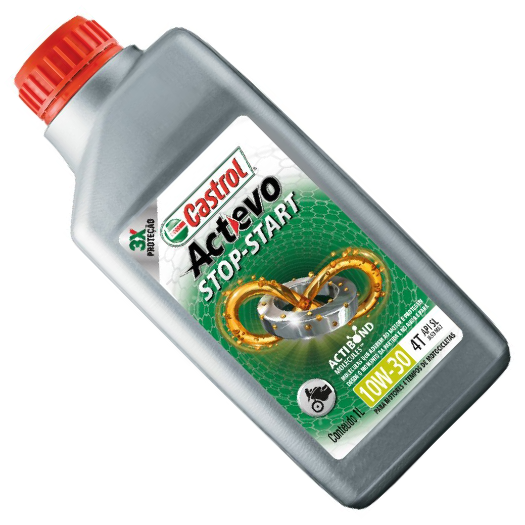Óleo de Motor para Moto Actevo Stop-Start 4T 10W30 API SL Semissintético 1L - Castrol - 3430728