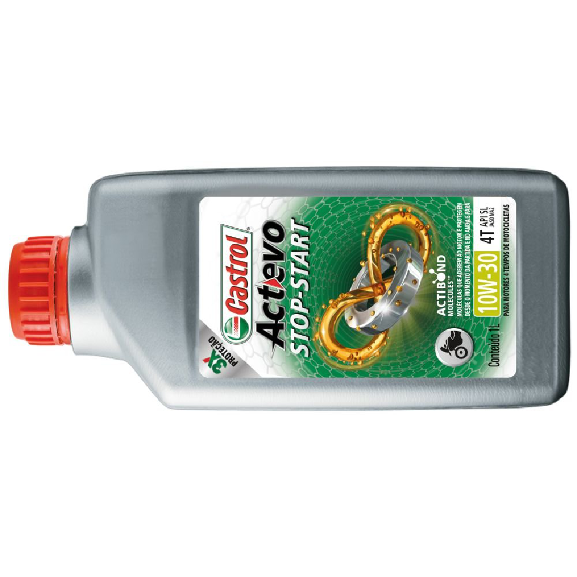 Óleo de Motor para Moto Actevo Stop-Start 4T 10W30 API SL Semissintético 1L - Castrol - 3430728