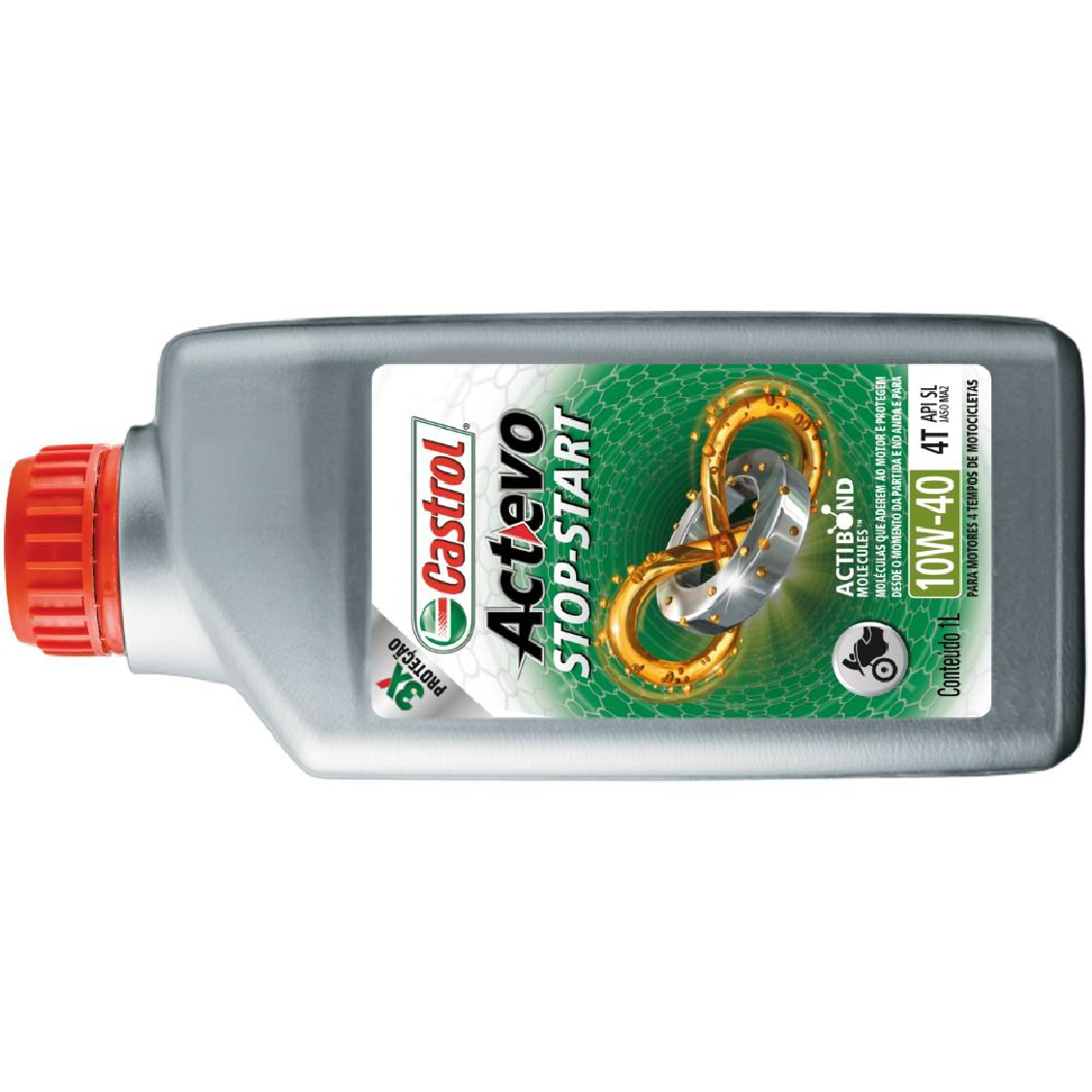 Óleo de Motor para Moto Actevo Stop-Start 4T 10W40 API SL Semissintético 1L - Castrol - 3430825