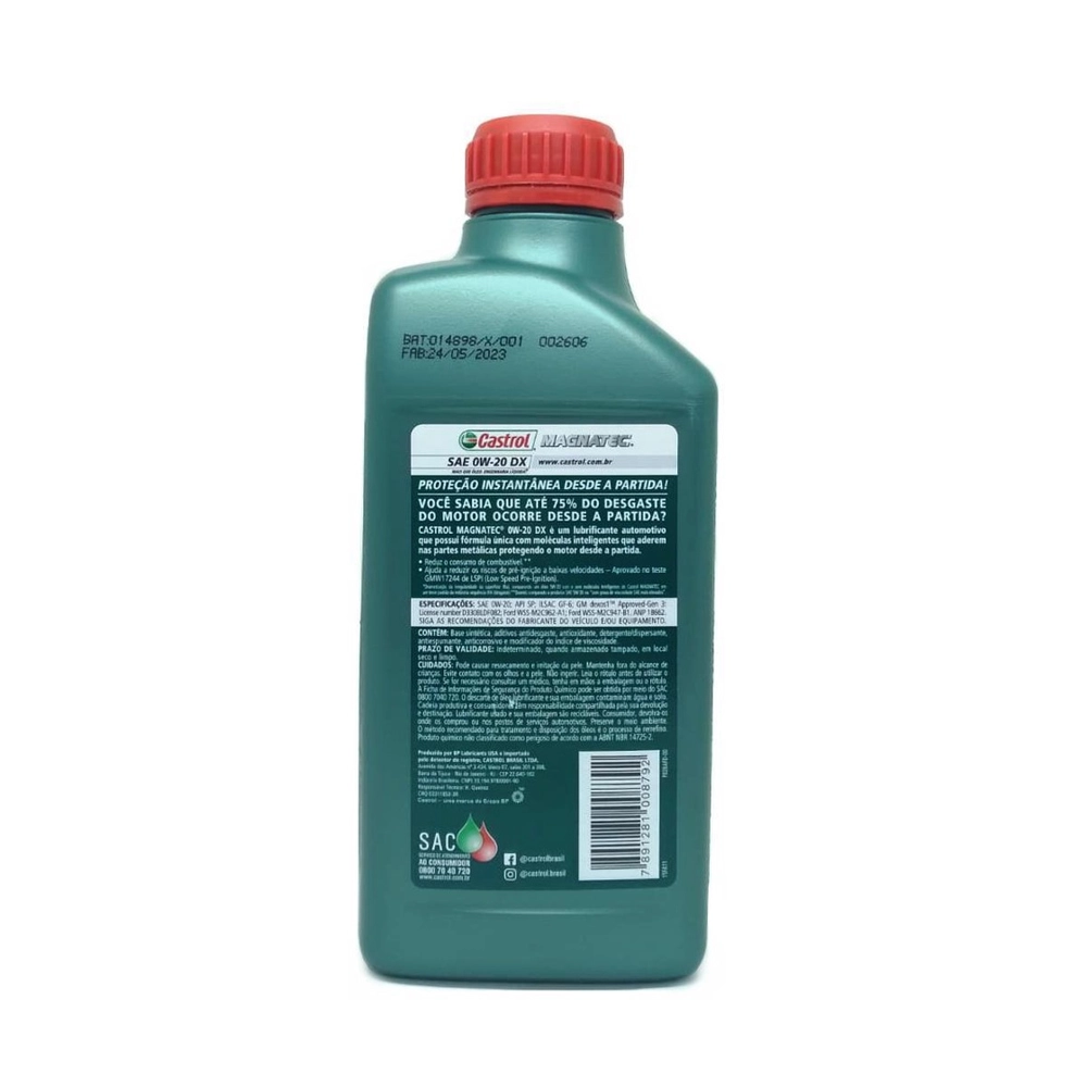 Óleo de Motor Magnatec 0W20 DX API SP Sintético 1L - Castrol - 3436147