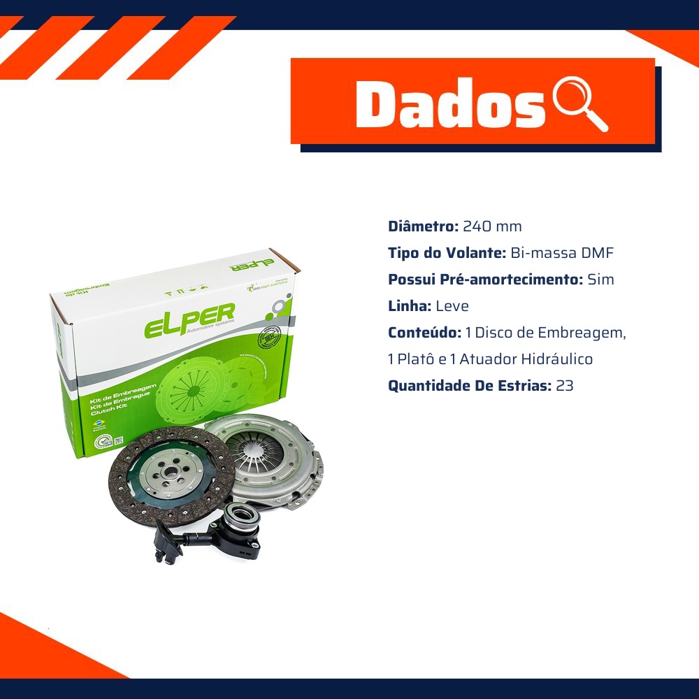 Kit de Embreagem com Atuador Hidráulico para Ford Focus - Elper - 90 365