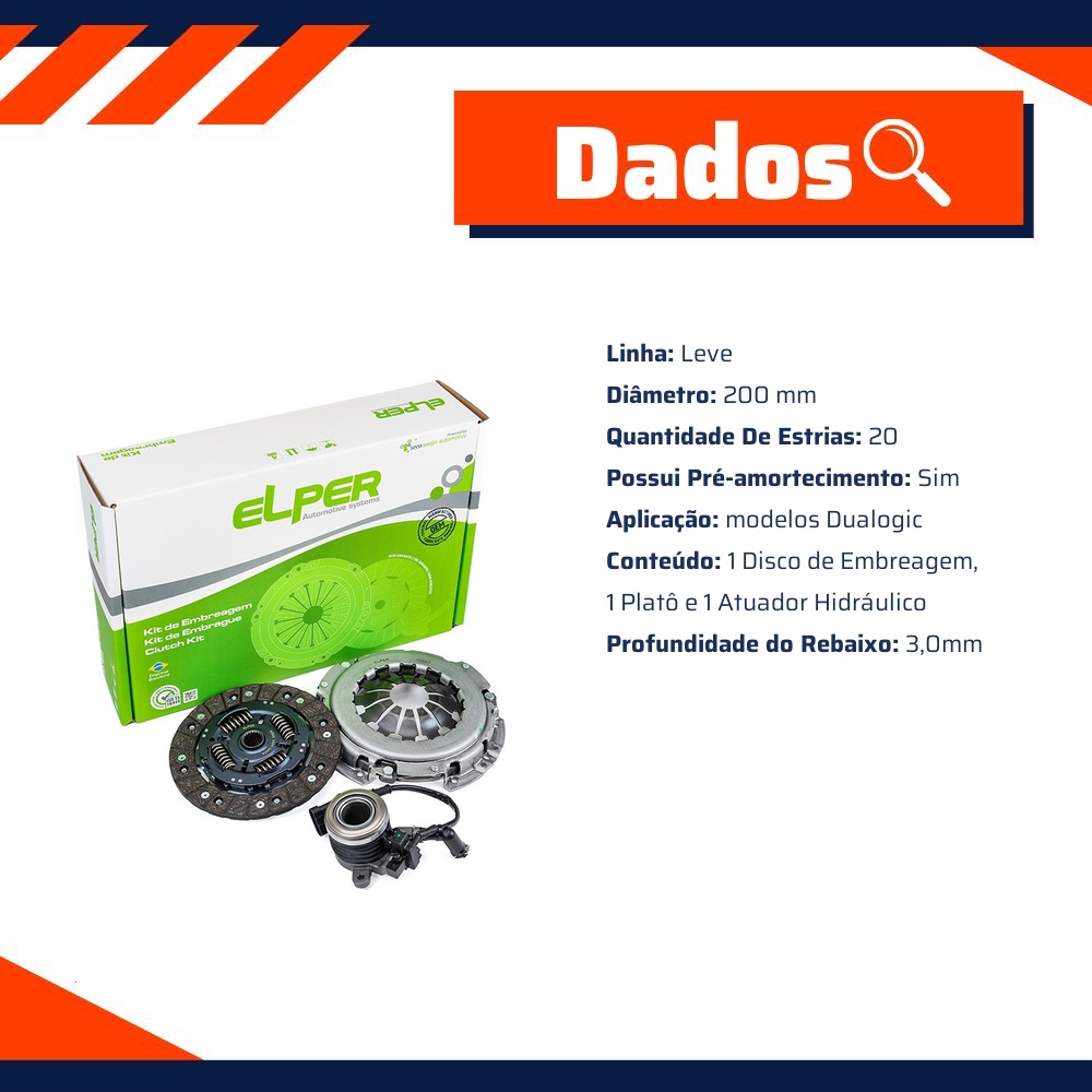 Kit de Embreagem com Atuador Hidráulico - Elper - 90 374