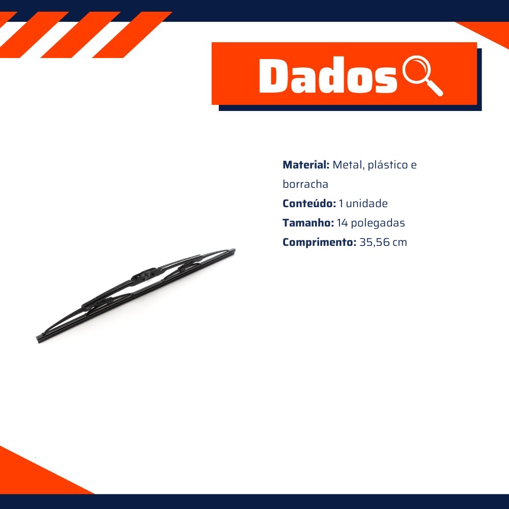 Palheta do Limpador de Parabrisa Dianteiro Universal 14" - Autoimpact - PU14