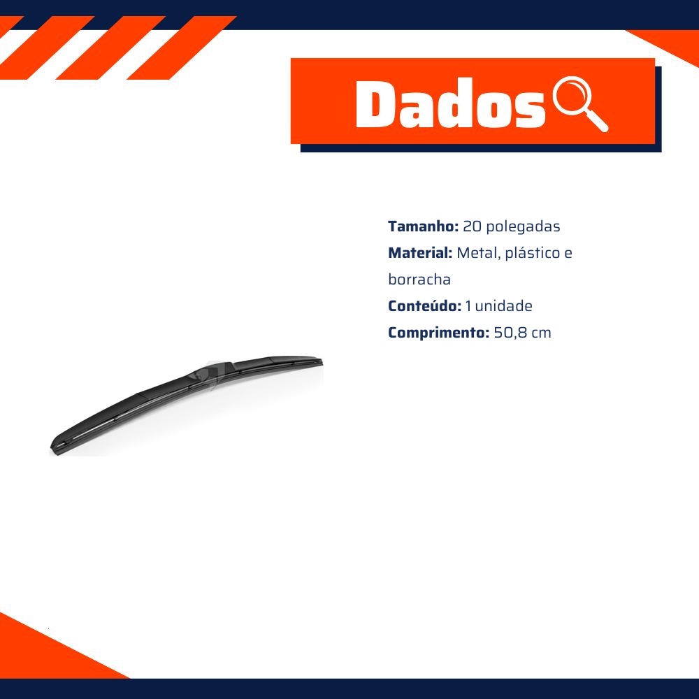 Palheta do Limpador de Parabrisa Dianteiro Híbrida 20" - Autoimpact - HI20