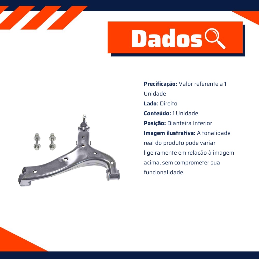 Bandeja Dianteira Inferior Lado Direito para Volkswagen Amarok - MetalSystem - 08161DMS