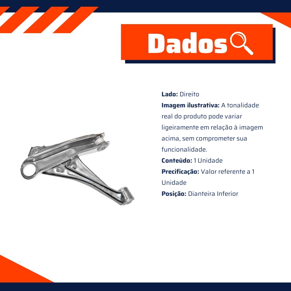 Bandeja Dianteira Inferior Lado Direito - Metalsystem - 07958MS