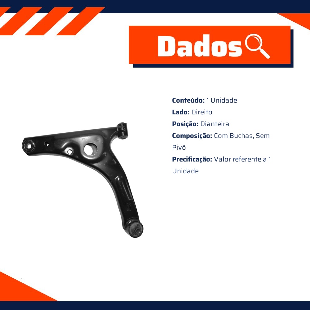 Bandeja Dianteira Lado Direito com Buchas sem Pivô para Ford Transit - MetalSystem - 08064DMS