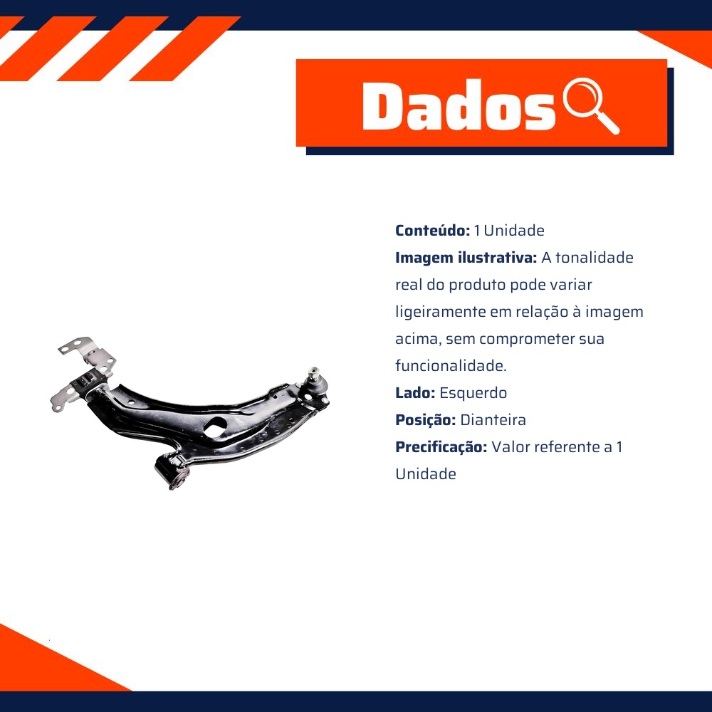 Bandeja Dianteira Lado Esquerdo - Metalsystem - 08208CMMS