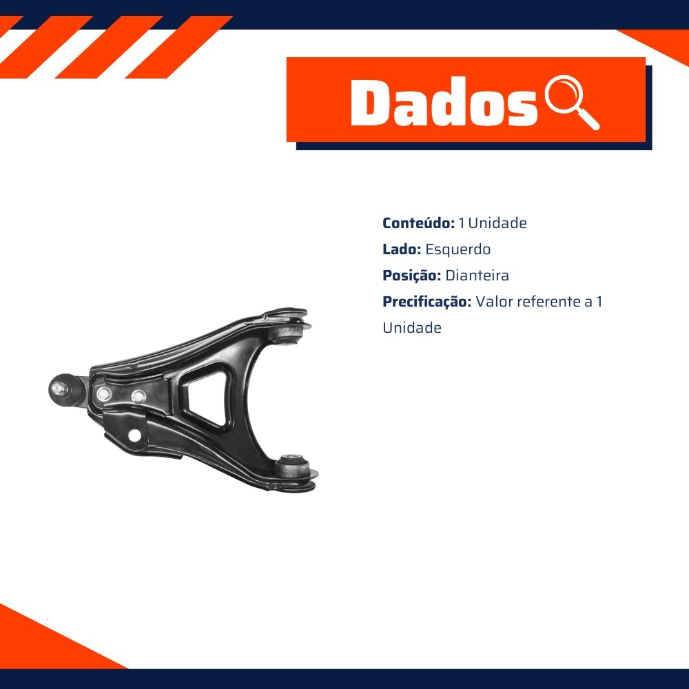 Bandeja Dianteira Lado Esquerdo para Renault CLIO e Symbol - MetalSystem - 30212EMS