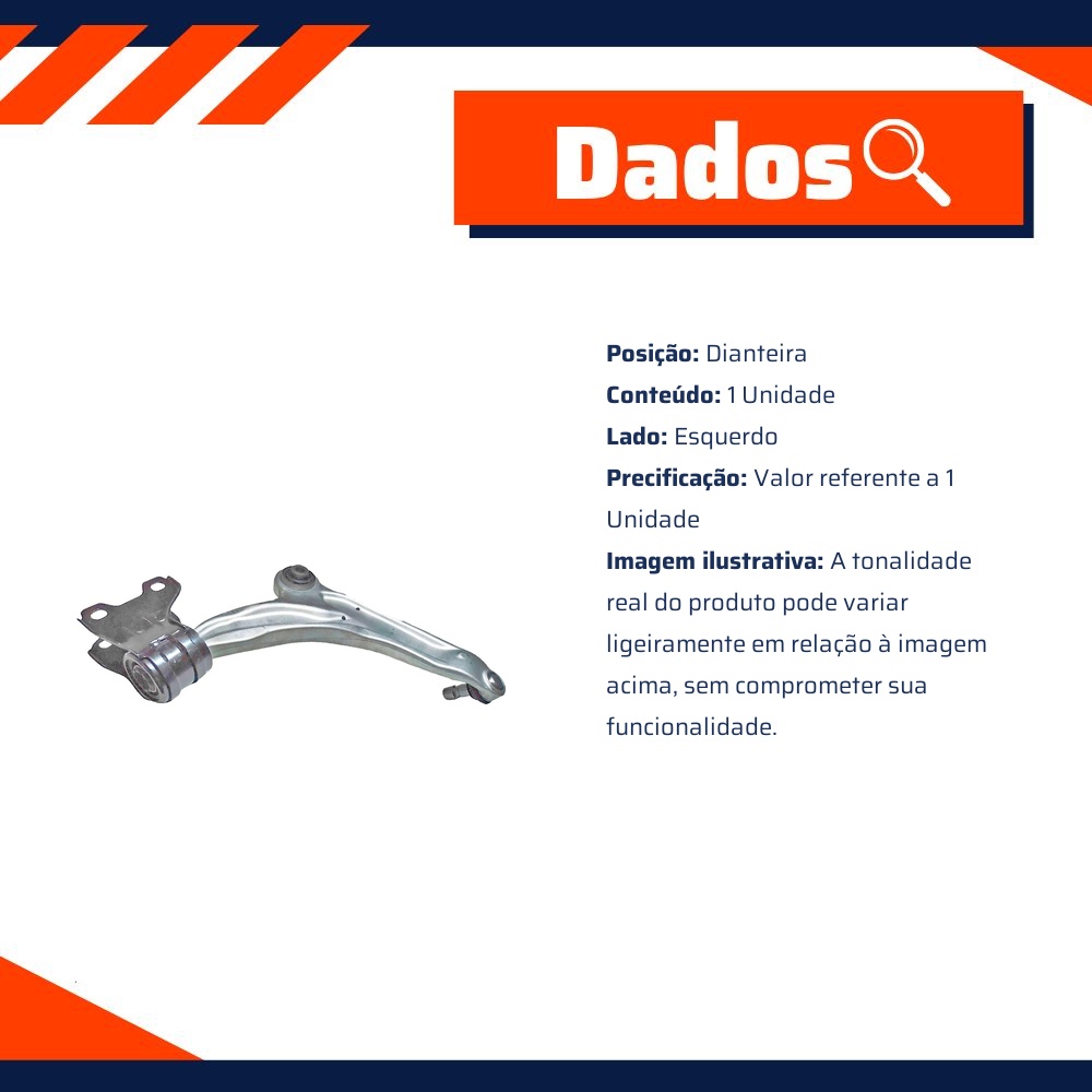 Bandeja Dianteira Lado Esquerdo para Ford Edge - MetalSystem - 31925EMS