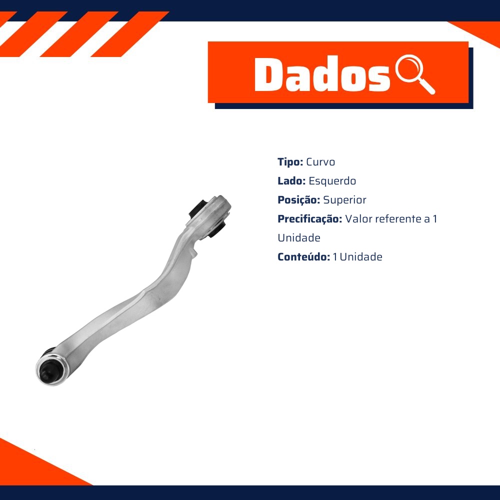 Braço de Suspensão Superior Lado Esquerdo Curvo - Metalsystem - 30079+MS