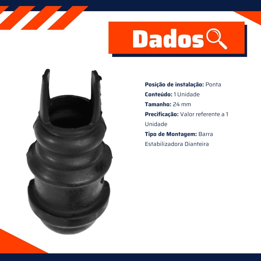 Bucha da Ponta da Barra Estabilizadora Dianteira 24 mm para Renault Megane e Scenic - MetalSystem - 30528+MS