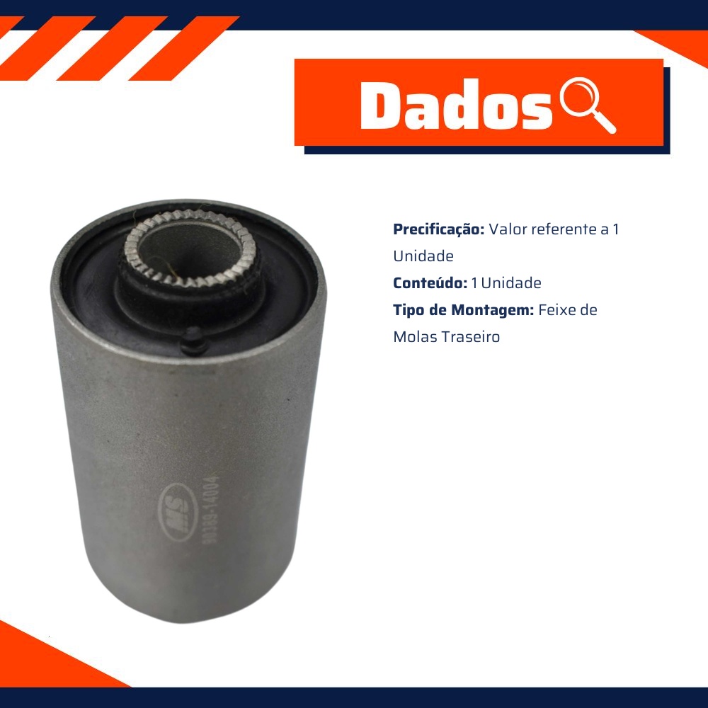 Bucha do Feixe de Molas Traseiro para Toyota Hilux - MetalSystem - 03763+MS