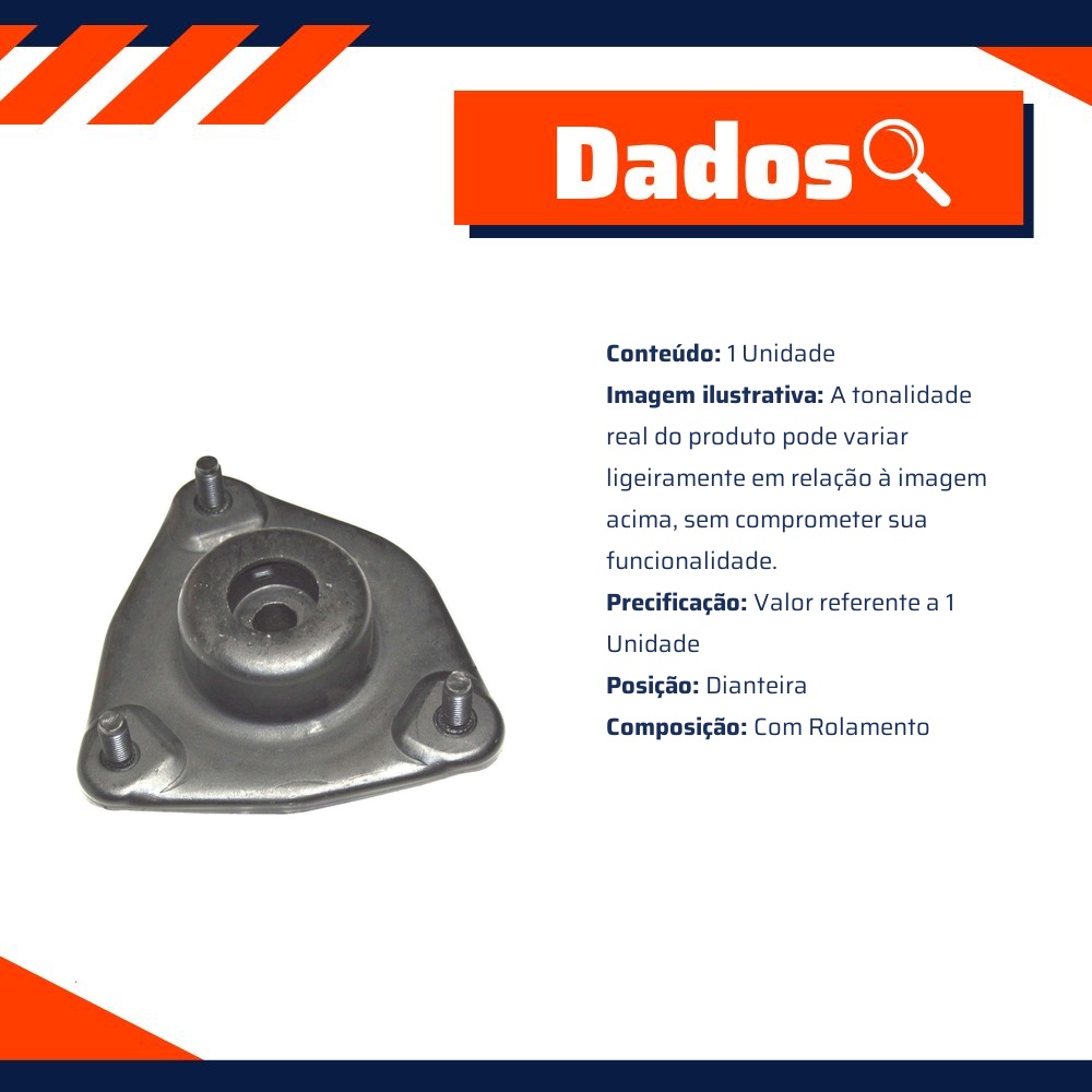 Coxim do Amortecedor Dianteiro com Rolamento - Metalsystem - 31407+MS