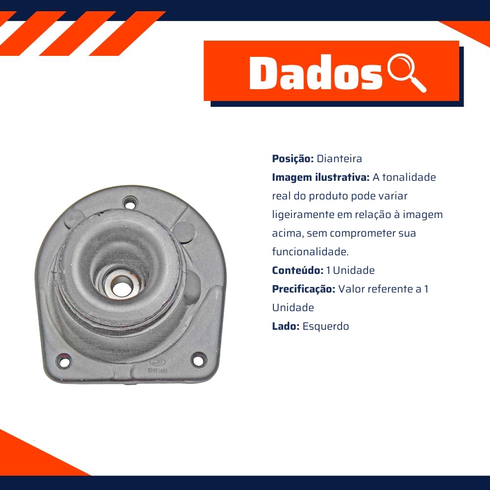 Coxim do Amortecedor Dianteiro Lado Esquerdo - Metalsystem - 06029+MS