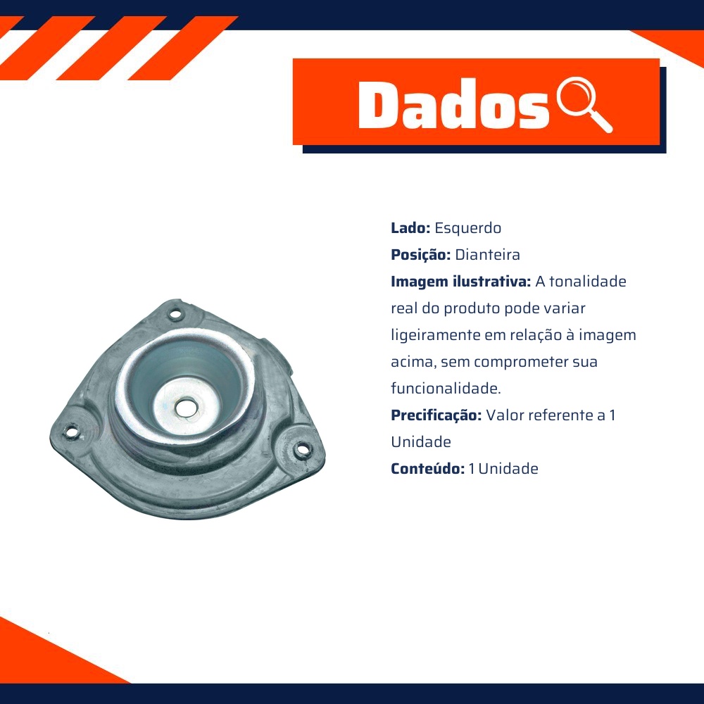 Coxim do Amortecedor Dianteiro Lado Esquerdo para Nissan Sentra - MetalSystem - 30557E+MS