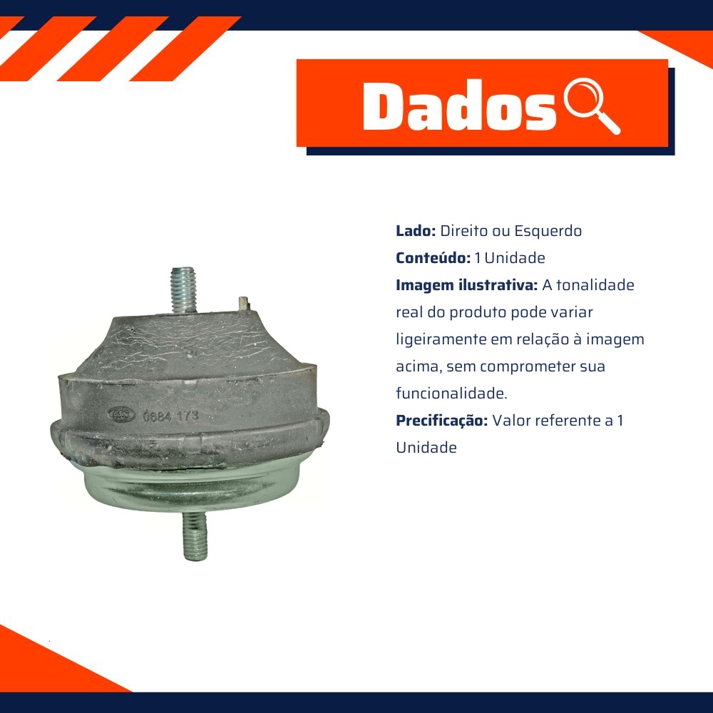 Coxim do Motor Lado Direito ou Esquerdo - Metalsystem - 04877+MS