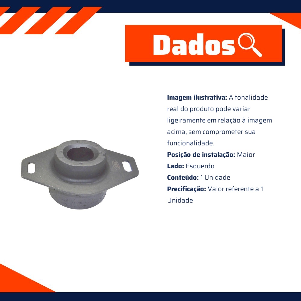 Coxim do Motor Lado Esquerdo Maior - Metalsystem - 30354MS