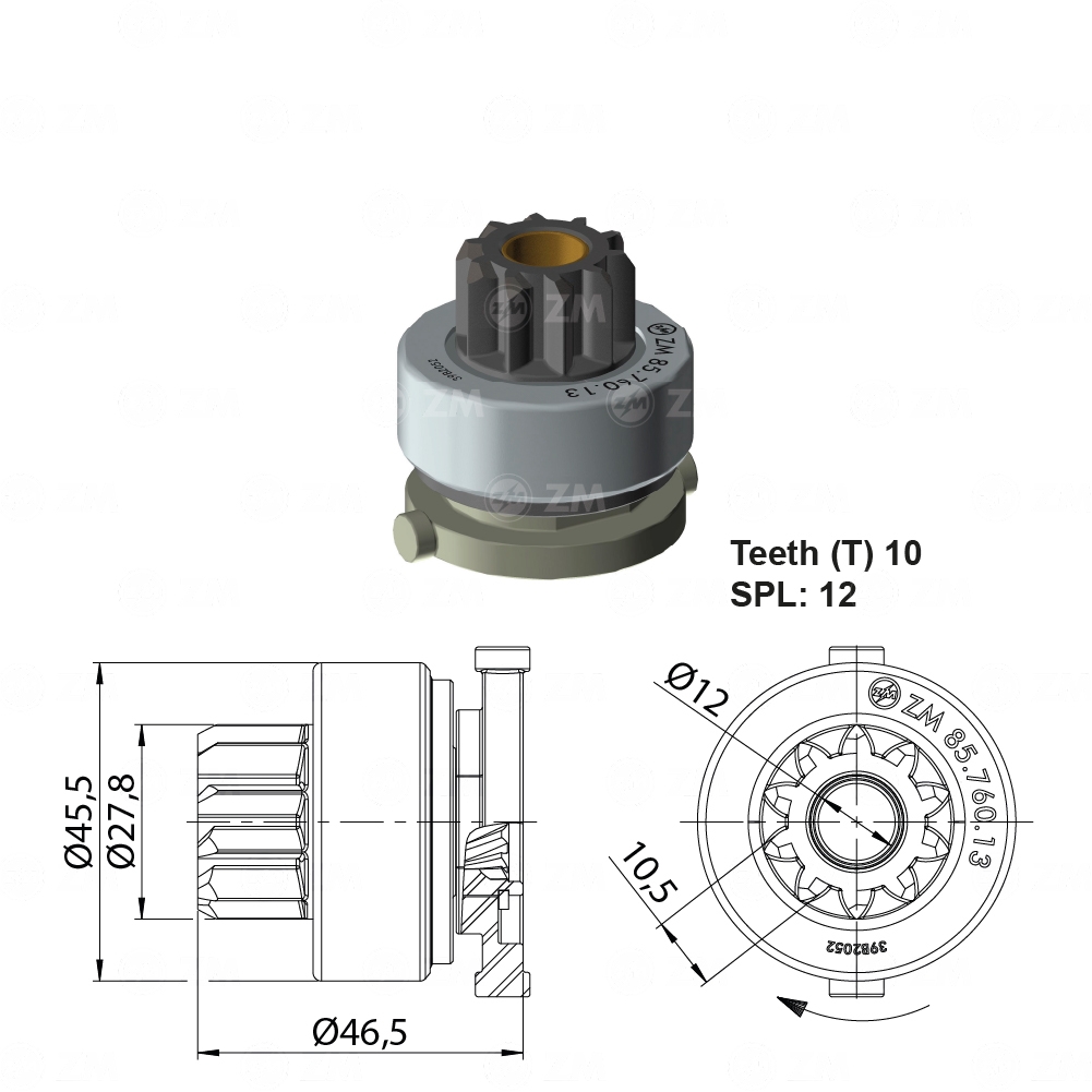 Impulsor de Partida para Ford F-150 e Ranger - ZM - 85.760.13