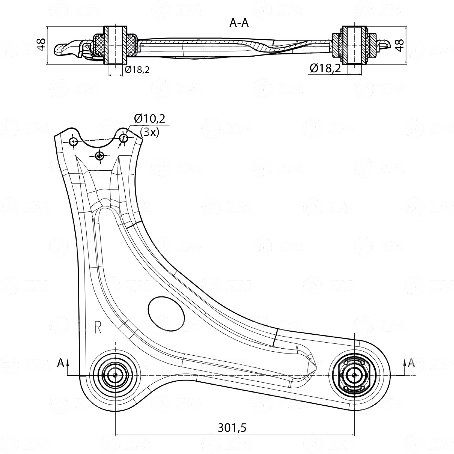 Bandeja de Suspensão para Citroen Aircross e C3 Picasso - ZM - 571.050.04