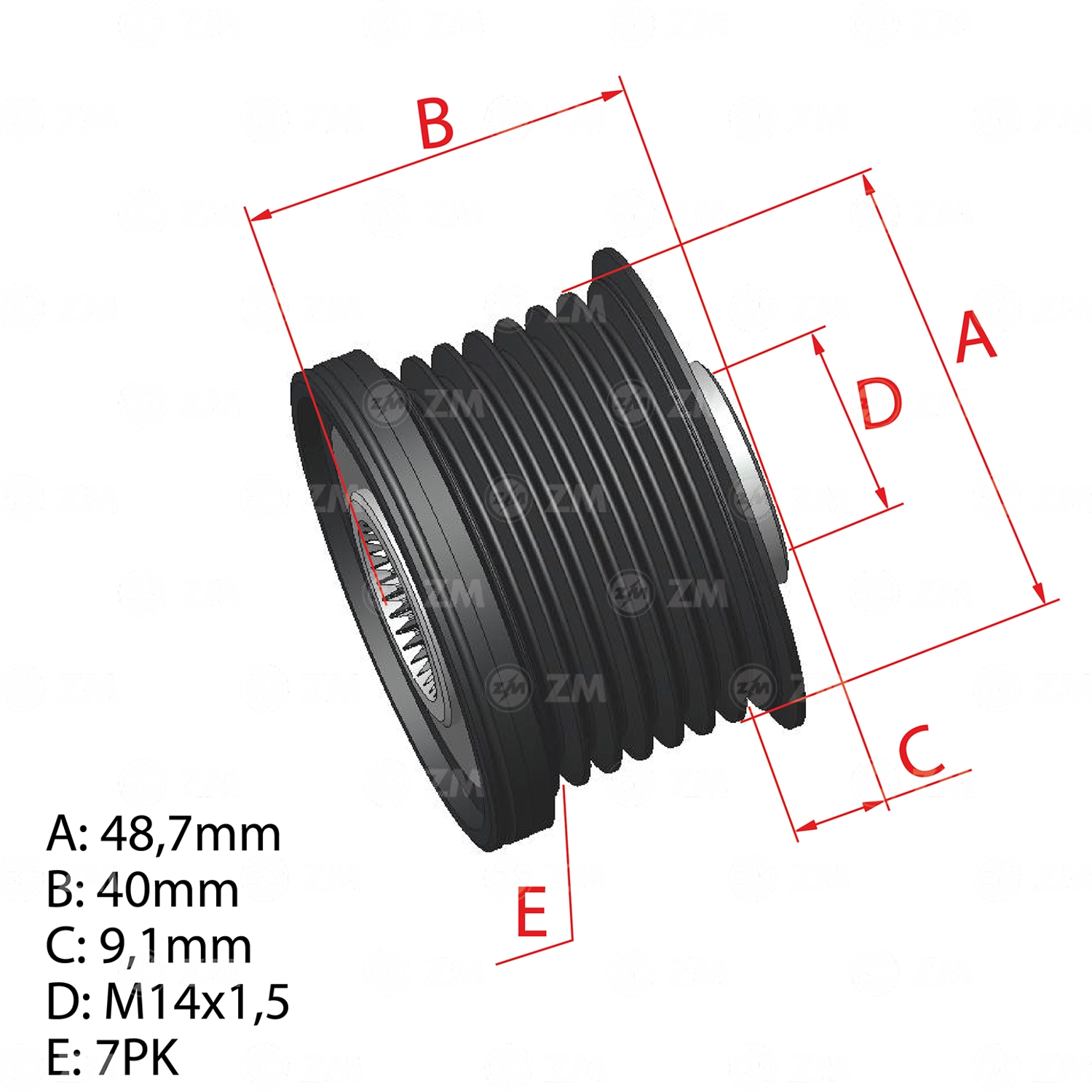 Polia do Alternador Oap para Lexus ES 350 e Toyota Camry - ZM - 96.005.64