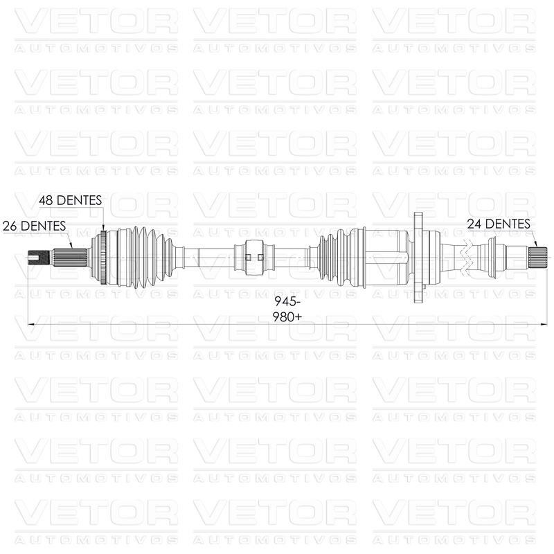 Semieixo Direito para Toyota Corolla - Vetor - VT9992