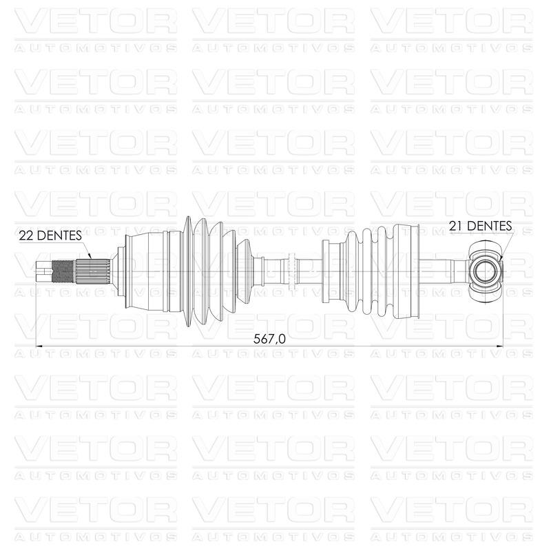 Semieixo Esquerdo para Fiat Argo e Mobi - Vetor - VT9962