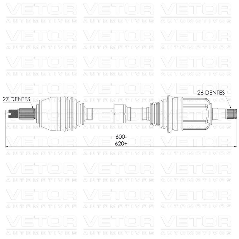 Semieixo Esquerdo para Fiat Fastback e Pulse - Vetor - VT9984