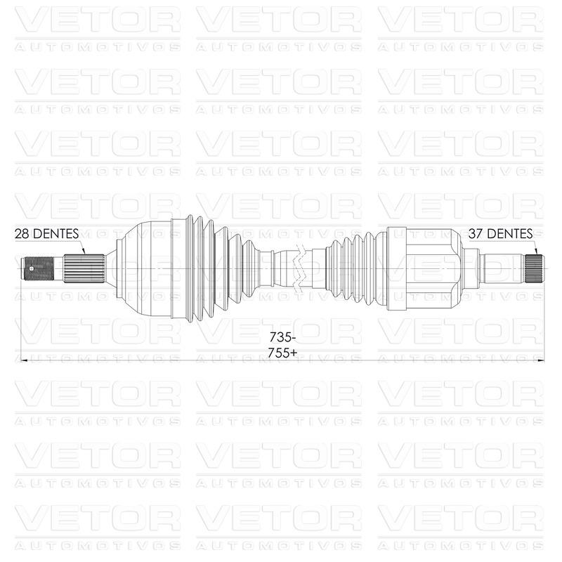 Semieixo Esquerdo para Citroen Jumpy e Peugeot Expert - Vetor - VT9954